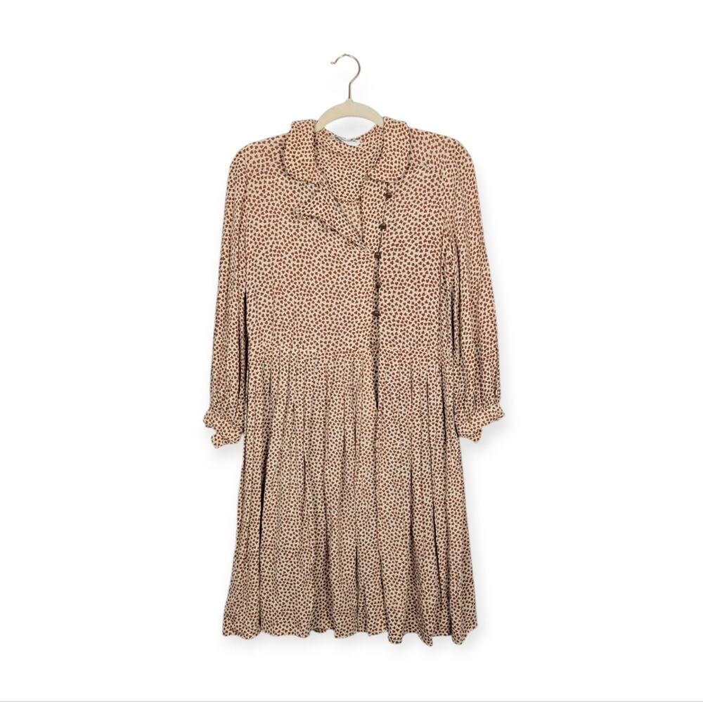 Vintage Saks Fifth Avenue Floral Pleated Midi Dress Size M - Picture 1 of 8